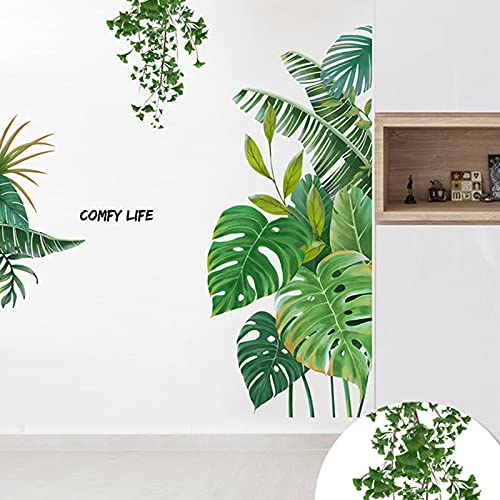 Big Green Leaf Wall Stickers Tropical Plant Leaves Window Decals Wall Murals Wall Art Decorative Sticker For Kids Home Living Room Bedroom Nursery Playroom Jungle Party Decor Decorations Supplies #TOP6