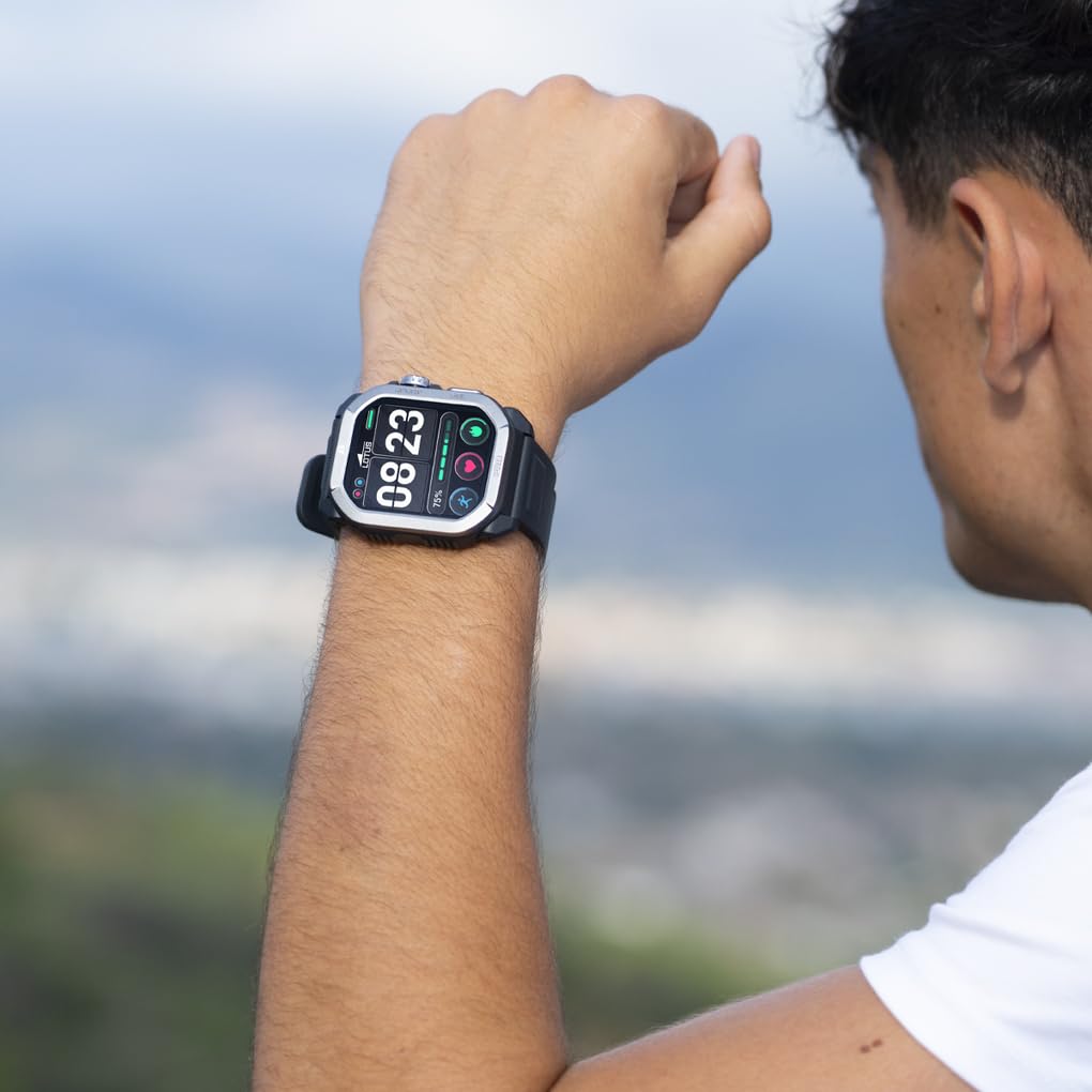LOTUS Reloj Inteligente Hombre - Smartwatch Hombre de Caucho Negro - Resistente al Agua 5 ATM - GPS, Voz IA, Control Música, Cuenta Pasos y Calorías, Teléfono 50200/1 Ferro RC - Smartime 2nd Gen