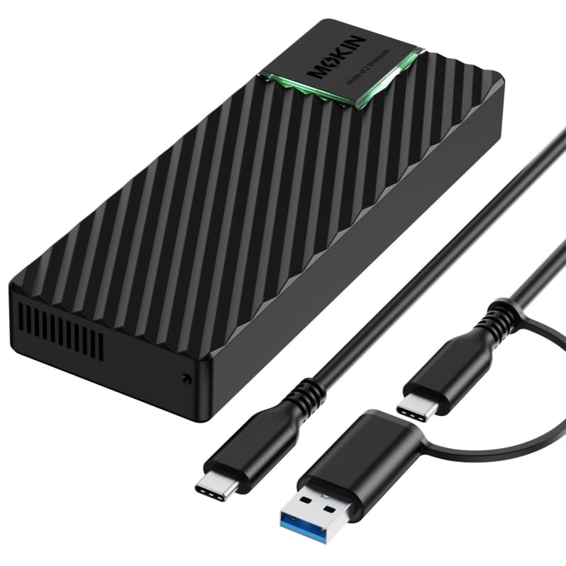 Image of M.2 NVMe SSD Enclosure,USB 3.2 Gen 2 to NVME PCI-E SATA M-Key /(B+M) Key Aluminum External Case Reader Support UASP Trim for 2230 /2242 /2260 /2280 NVMe SSDs