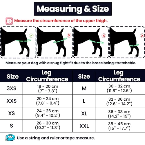 Image of Dog Knee Brace with Harness and Connection Belt, Lightweight and Stretchable, Support for Torn ACL Hind Leg, Luxating Patella, Reduces Arthritis Pain and Inflammation (XXX-Small)