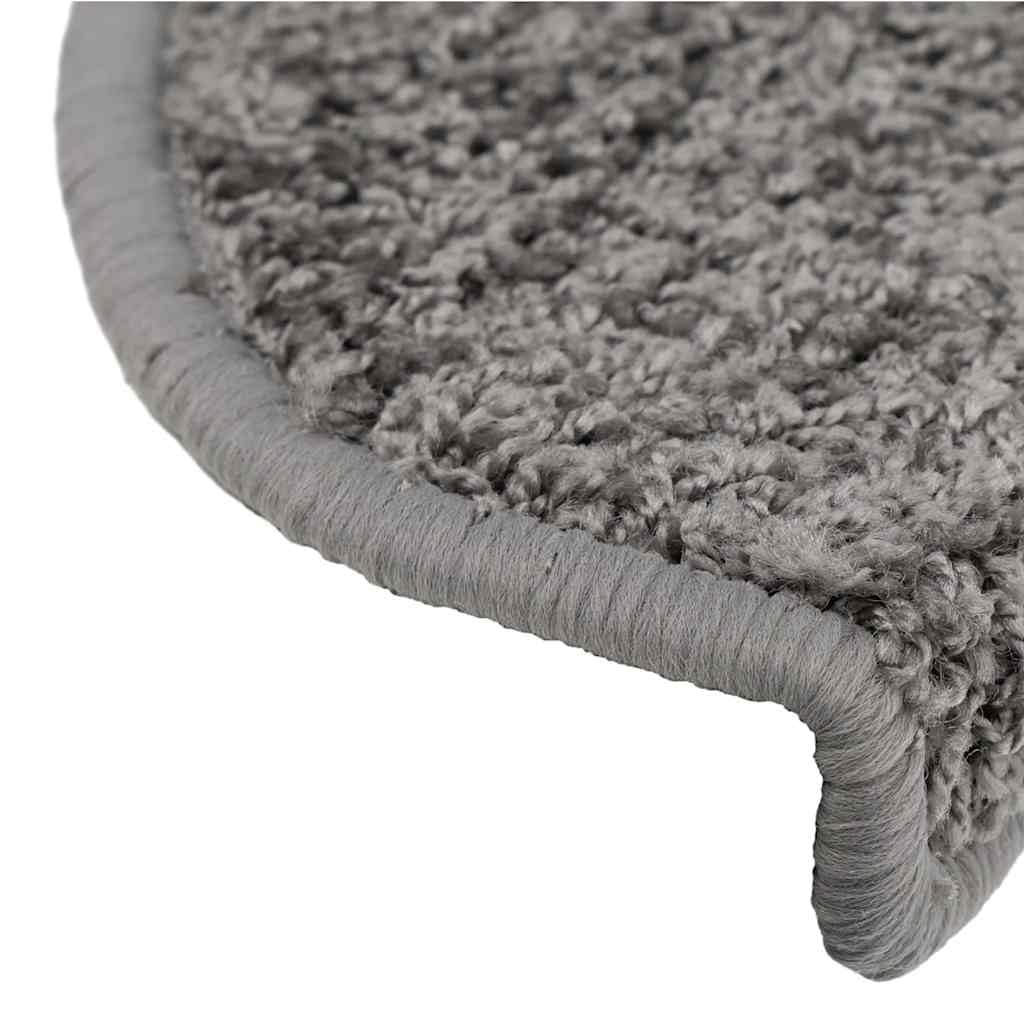 Treppenmatten 20 Stufen 65x21x4 cm Grau Halbrund 100% PP getuftet rutschfest waschbar doppeltes Klebeband Modernes Design für Wohnzimmer Flur Schlafzimmer