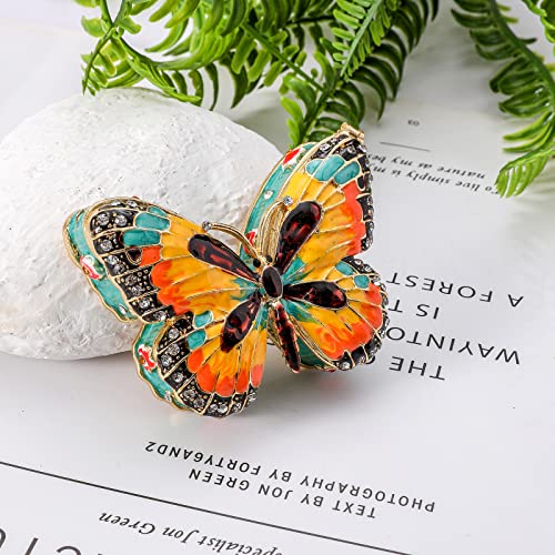 Ingbear Yellow Butterfly Figurine Hinged Trinket Boxes, Unique Gift For Mother's Day, Hand-Plated Enameled Jewelry Box, Animals Ornaments For Home Decor. #TOP1