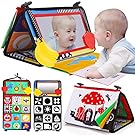 Tummy Time Baby Mirror Infant Toys Newborn 0 3 Months Brain Development with Crinkle Cloth Book Teether Black and White High Contrast Baby Toys 2 4 5 0-6 Month Boys Girls Sensory Activity Shower Gifts