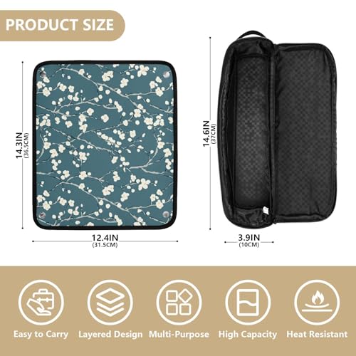 Bolsa de viaje resistente al calor para herramientas de cabello Winter Botany Marble, con tapete aislante para planchas y rizadores, organizador portátil para accesorios de cuidado del cabello miniatura 4