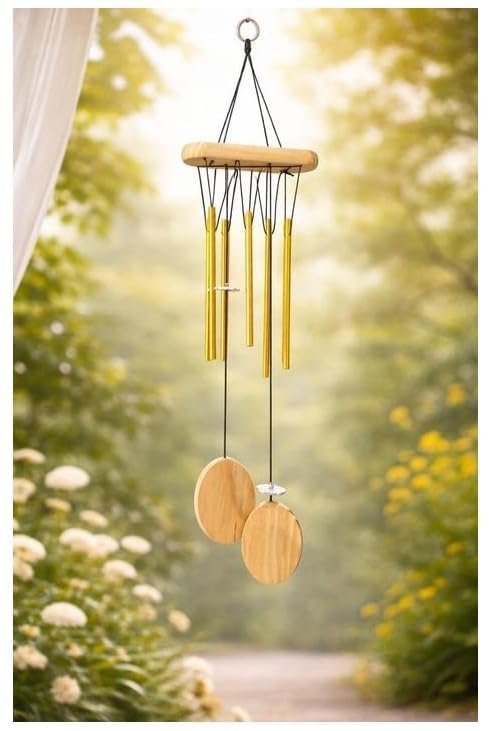 Wavey® Wind Chimes for Home Positive Energy - Hanging Bells for Home Decoration and Balcony Decor | Melody Sound (6-Pipe)-image-49