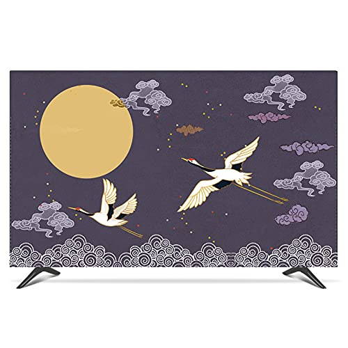 Generico Custodia Protettiva TV Impermeabile 19 "- 80" 22 pollici da 75 schermo TV PC copertura decorativa cappa tenda paesaggio gru verde blu(Blue,65 inch)