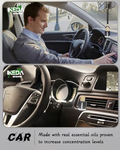 Image of Car Air Fresheners for Men | 10ml Air Freshener | Strong Perfume Hanging Diffuser with Odour Eliminaor Technology | Car Accessories | Car Scents Air Fresheners by Ikeda (Square, New Car)