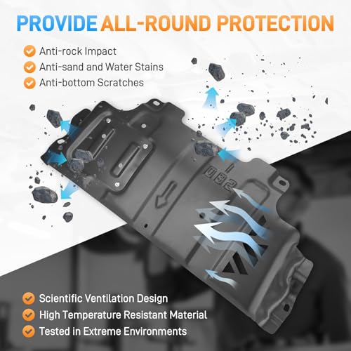 Image of Full Set Steel Skid Plate with Transmission Skid Plate, Heavy-Duty Splash Undercarriage Protection Shield, Compatible with 2015-2022 Ford F150-Not Compatible with Powerboost