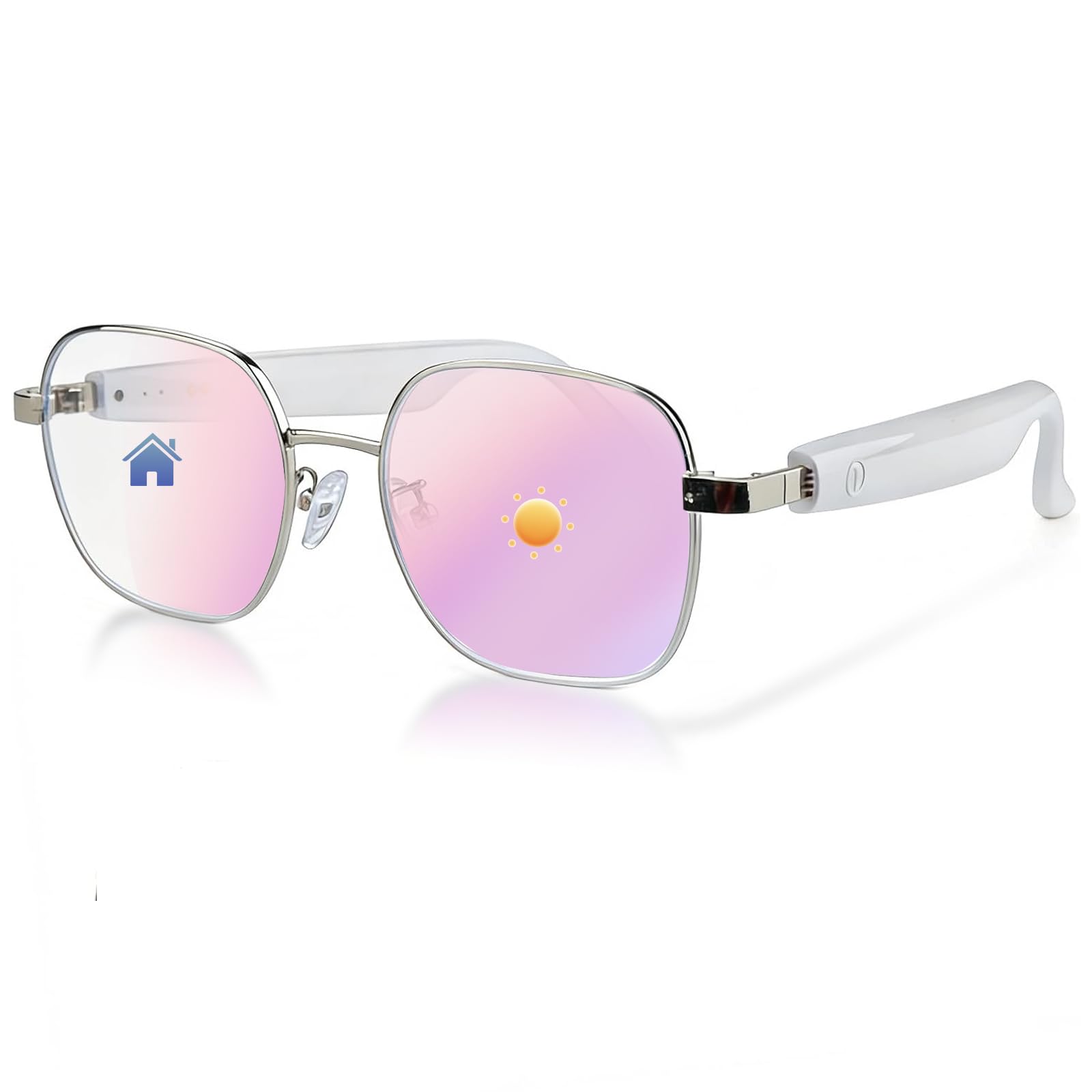 AI Smart Glasses, Bluetooth Audio Glasses with Photochromic Sunglasses