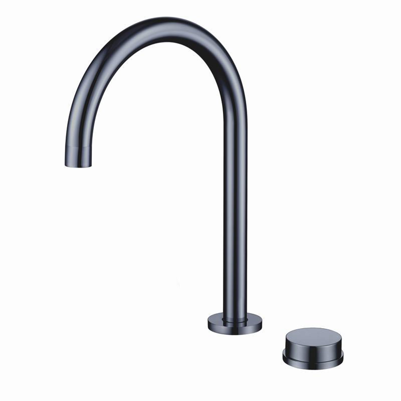 FQWNCIEG Basin Taps 2 Hole Gray Gooseneck Single Lever Handle Bathroom Sink Taps 360° Rotation