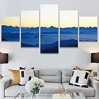 SIGNWIN 5 Panel Canvas Wall Art Modern Art Expressive Landscape Modern Mountain Top Multicolor Photography for Home Decorations Ready to Hang - 60