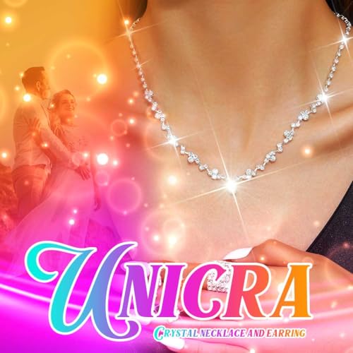 Unicra - Conjunto de collar y pendientes de plata con diamantes de imitación para novia.. 4 Unicra - Conjunto De Collar Y Pendientes De Plata Con Diamantes De Imitación Para Novia..