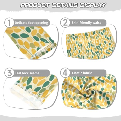 KLL Vintage Grass Green Yellow Pattern Pattern Toddler Girls' Leggings Stretch High Waisted Athleisure Pants Sports3