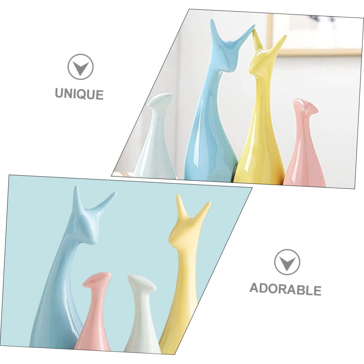 Set 4 Statue Cervi In Ceramica Per Decorazione Casa | Famiglia Di Cervi | Regalo Per Genitori | Mensole E Librerie - Foto 8