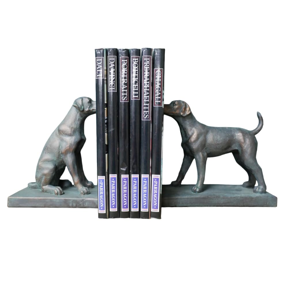 Dog Bookends Set of 2 Labrador Black Standing Animal Bookshelf Stopper Vintage Ornament