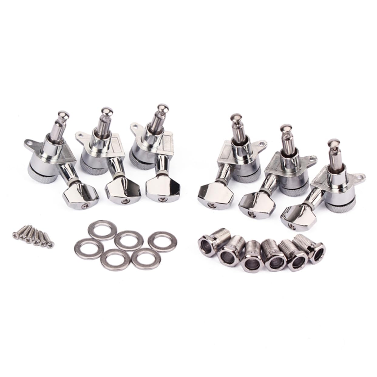 HANABASS Guitar Tuning Pegs Chrome Machine Heads for Electric Acoustic Guitars Style Includes Washers Screws Durable Construction