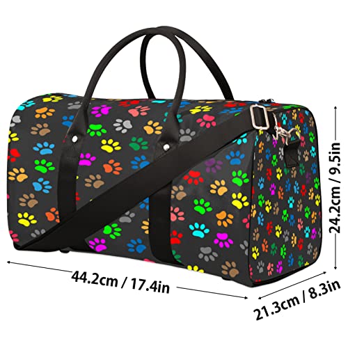 Travel Duffel Bag Cat Dog Paw Print Sport Tote Gym Bag Waterproof Foldable Carryon Weekend Overnight Training Handbag Sports Duffle Bags for Women Men Boys Girls4