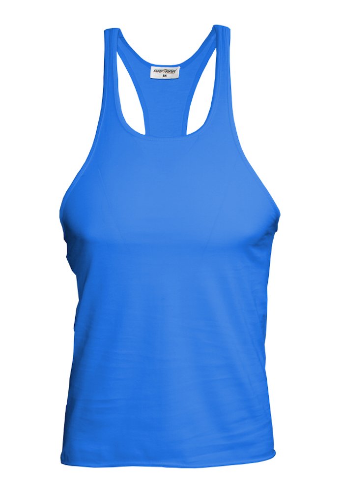 Raftaar Mens Gym Stringer Muscle Vest Tank Top Sports Top Bodybuilding Racerback (Medium, Royal)