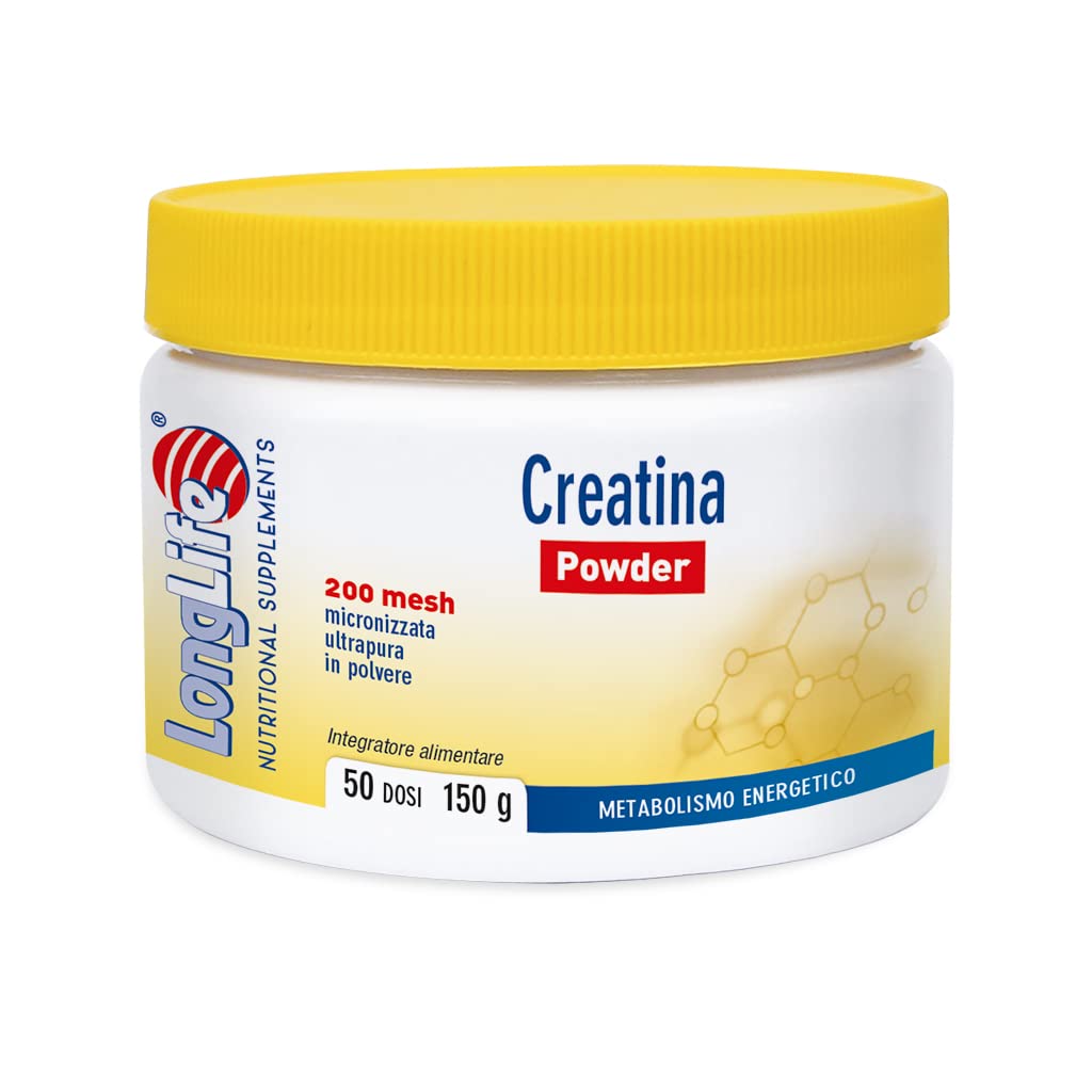 LongLife® Creatina Powder | Creatina monoidrato micronizzata ultrapura | Energia e forza muscolare | Performance fisica e sportiva | 50 dosi | Vegano e senza glutine