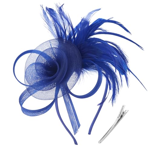 Image of DRESHOW Fascinators Hats for Women Tea Party Fascinator Hats Vintage 50s Headwear Cocktail Wedding Church Derby Hat