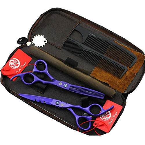 Purple Dragon Professional Japan 440C Hair Salon Cutting Shear and Barber Thinning Scissor