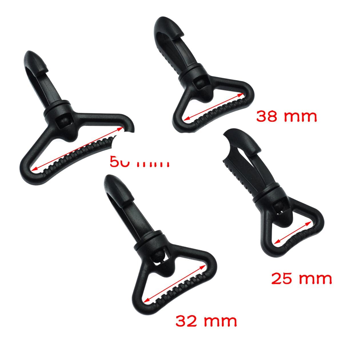 Ganchos giratorios de plástico para bolsos, cinturones, correas, llavero, accesorios de mochila, cinchas, 25 mm, 32 mm, 38 mm, 50 mm, 500 unidades, tamaño de cincha 25 mm