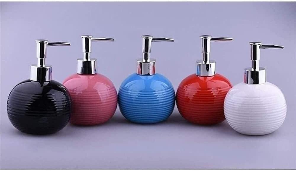 Seifenspender aus Keramik, Pumpflasche für Badezimmer, Premium-Lotionspender mit modischem Design, schwarz, 350 ml