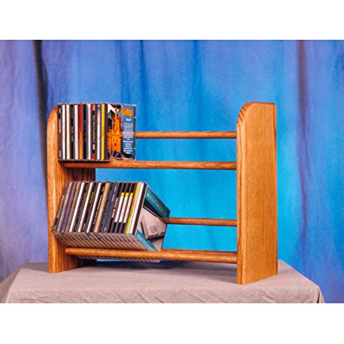 The Wood Shed Solid Oak 2 Row Dowel 110 CD Media Rack