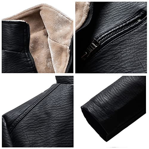 Chaqueta de cuero sintético gruesa para hombre miniatura 4