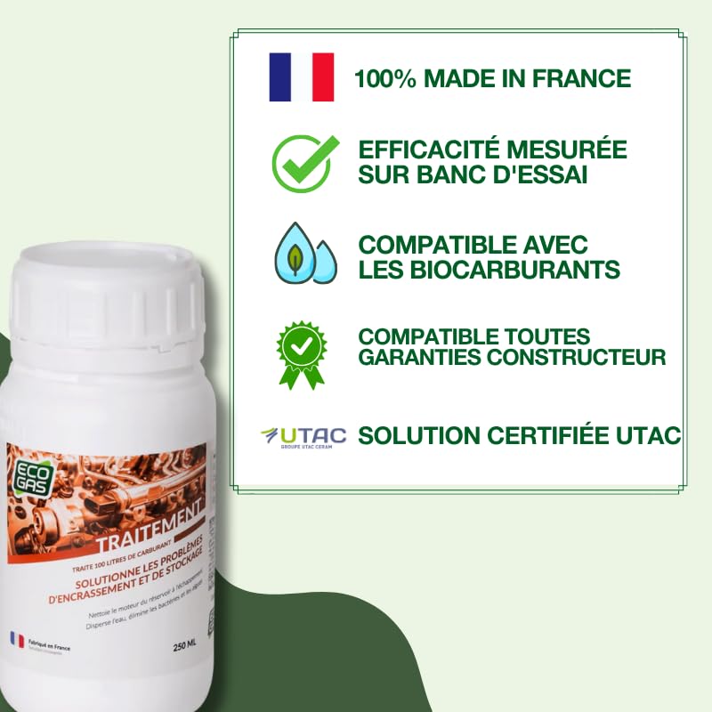 Traitement CURATIF | Nettoyant moteur, injecteurs, turbo, vanne EGR, Filtre à Particules (FAP) | Décalaminage Intégral, décrassant moteur Essence ou Diesel | 250ml, pour réservoir jusqu'à 100L