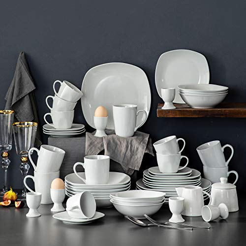 MALACASA, serie ELISA, Vajillas de Porcelana servicio de Cena Servicio de combinación de 100 piezas… - Imagen 3