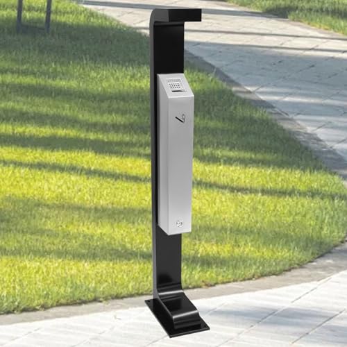 Image of Wadoy Stainless Steel Trash Receptacle,Commercial Trash Disposal Standing Outdoor Rainproof 47 Inch Easy to Empty Available for Office,Sidewalk,Park