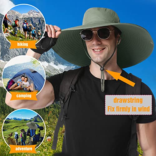 Image of HUAMULAN Wide Brim Sun Hats Men and Women Bucket Safari Fishing Hat for Hiking Garden Lawn Work Camping Outdoor