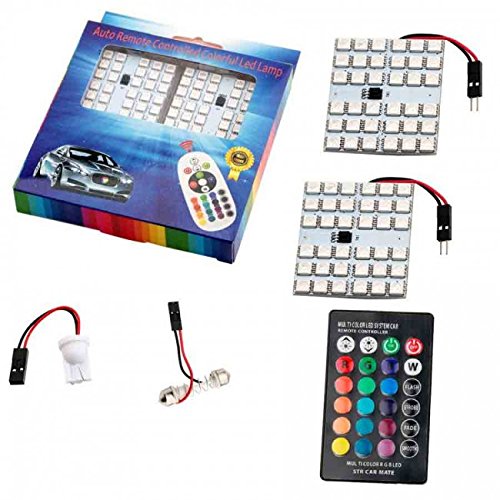 AutoTrends 2pcs RGB 5050 36SMD LED Panel Dome Light Auto Remote