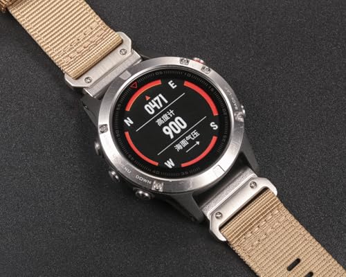 Image of HEMSUT Premium Nylon Watch Band for Garmin Quick Fit Watch - 20 /22 /26mm, Glossy Durable Non-Taper Strap with Tang Buckle Military Strap for Fenix Forerunner Approach MARQ Epix Tactix Quatix D2 Series