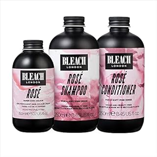(Pack of 3) Bleach London Rose Shampoo 250ml & Rose Conditioner 250ml & Rose Semi-permanent Hair Colour 150ml
