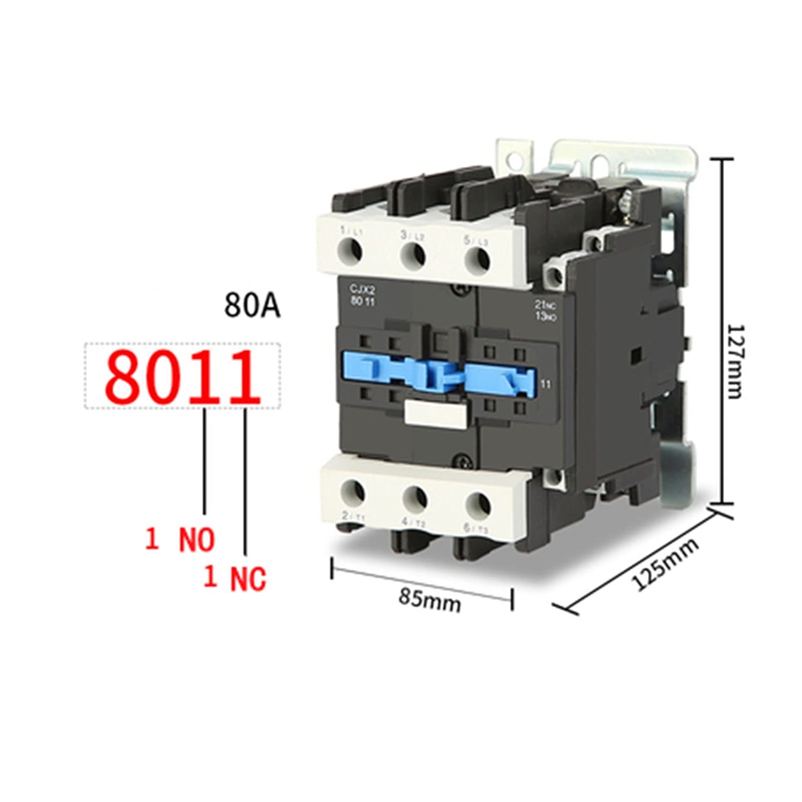 Contactor 80A.AC.Contactors CJX2-8011 Voltaje de Bobina trifásico 38 0V 220V 110V 24V 50Hz на Montado 3P 1NO + 1 contactor Normalmente Cerrado. Repuesto(AC 48v)