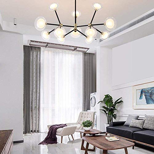 Luminaire globe en verre haut de gamme structure dorée 12 feux