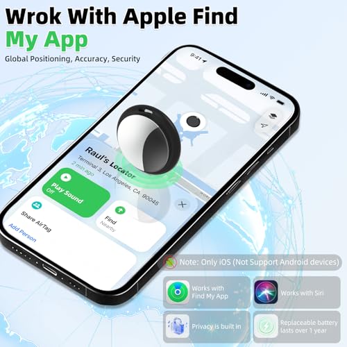 Image of 4 Packs Tracker Tags Compatible with Find My (iOS Only), Bluetooth Tracker Tags, Smart Keys Finder and Item Locator with Waterproof Case for Wallet Luggage Backpack (2Black+2White)