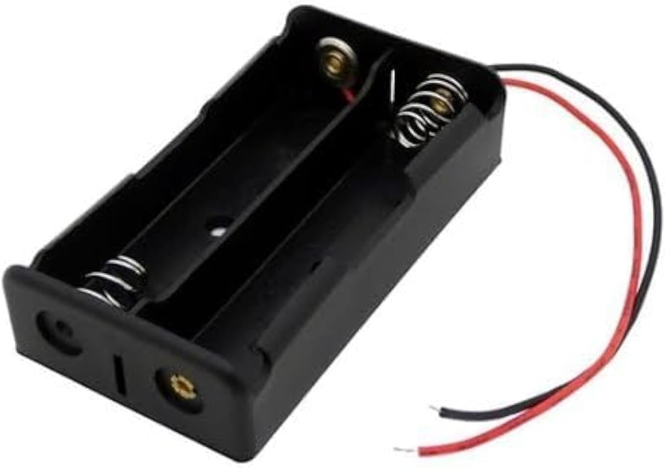 Melfi™ Battery Holder Storage Box Case AA/AAA Batteries Container With Red And Black Wire Leads Abs Light Weight Battery Bank Case (AA, 2 PORT)