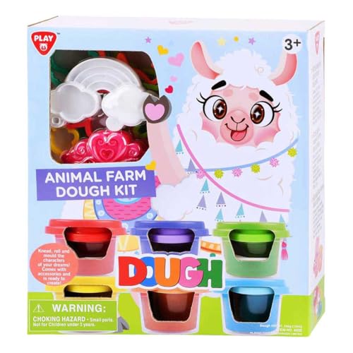 Playgo Lot de 6 pots d'argile pour animaux de la ferme - Argile multicolore