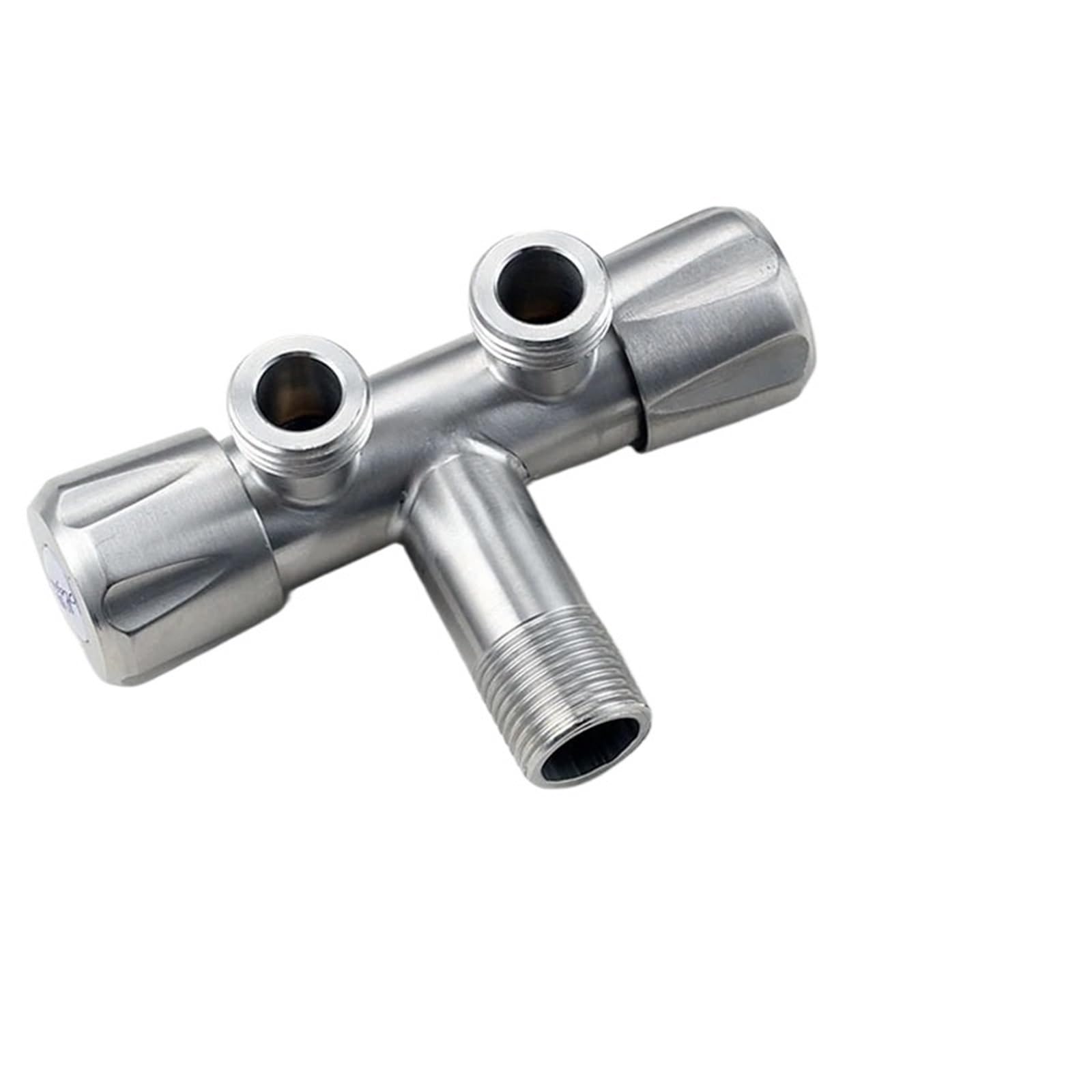 Yilwpv Silver 2 Pcs G1/2 Stainless Steel Triangle Valve One Into Two Out Double Water Control Angle Toilet Inlet Switch Faucet For Bathroom