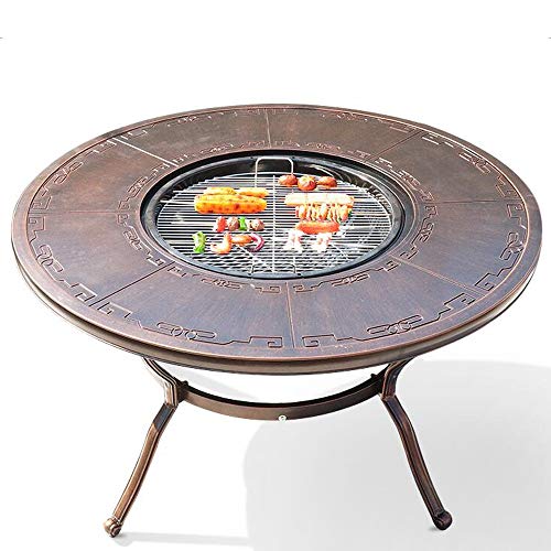 S Metallfeuerstelle Schreibtisch Grill Runde Brazier Couchtisch Grillrost Herausnehmbare Backblech Antihaft-Materials, leicht zu reinigen,