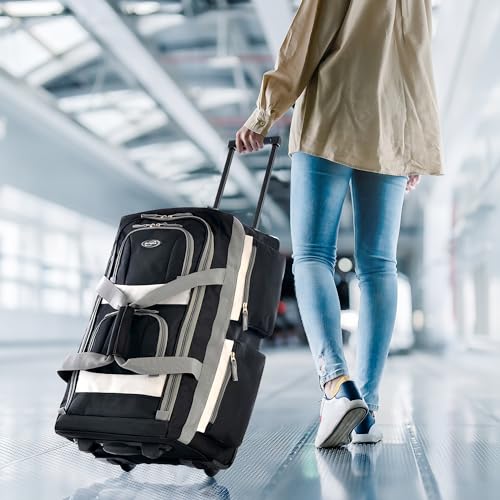 Olympia U.S.A. SRD-22-BK Inch Carry On 8 Pockets Wheeled Rolling Duffel Bag Water Resistant Luggage Lightweight Travel Suitcase thumb #2