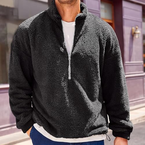 Yuemengxuan Men's Thermal Fleece Sweatshirt Half Zip Pullover Shaker Fleece Hoodies Lightweight Winter Outdoor Warm Sweater3