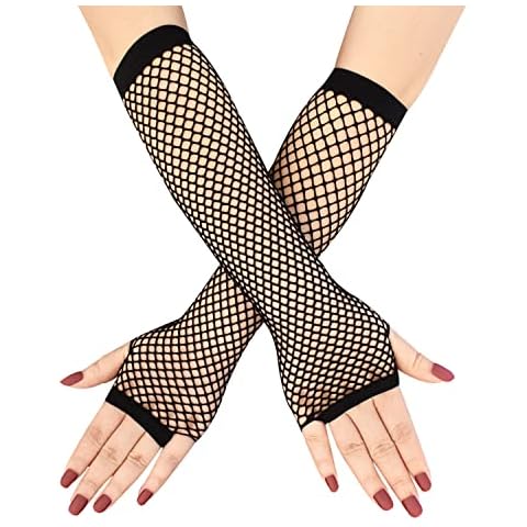 DMLBC Fingerless Ladies Fishnet Gloves Women Gloves Stretchy Mesh Gloves for Women Halloween Gloves Cover