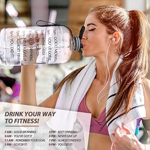 FRETREE Gallon Water Bottle Portable Water Jug - Fitness Sports Daily Water Bottle with Motivational Time Marker, Leak-Proof Gym Bottle for Outdoor Camping(1 Gallon/73 oz) - Thumbnail 2