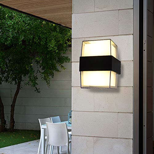 Artpad Interior al aire libre Porche Jardín Luces LED, ARRIBA y Abajo Impermeable IP65 Apliques modernos Apliques de iluminación de pared al aire libre para balcón Baño Pasillo Pasillo-Blanco cálido