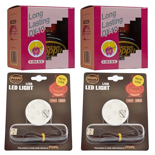 Gracemate Poppy Air Fresheners Cattleya x 2 and 2 x RED Led Light Base with USB Fitting- FREE NEXT DAY UK DELIVERY