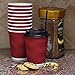 NYHI Red Disposable Paper Cups with Black Lids and Straws 8oz Set of 100